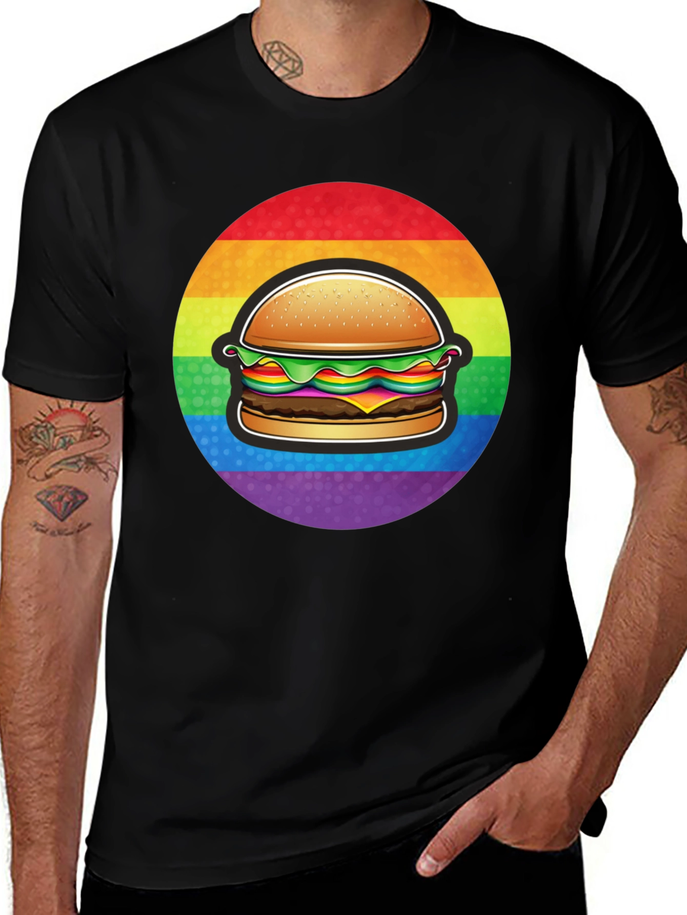 Rainbow Burger Graphic Tee - Pride Apparel