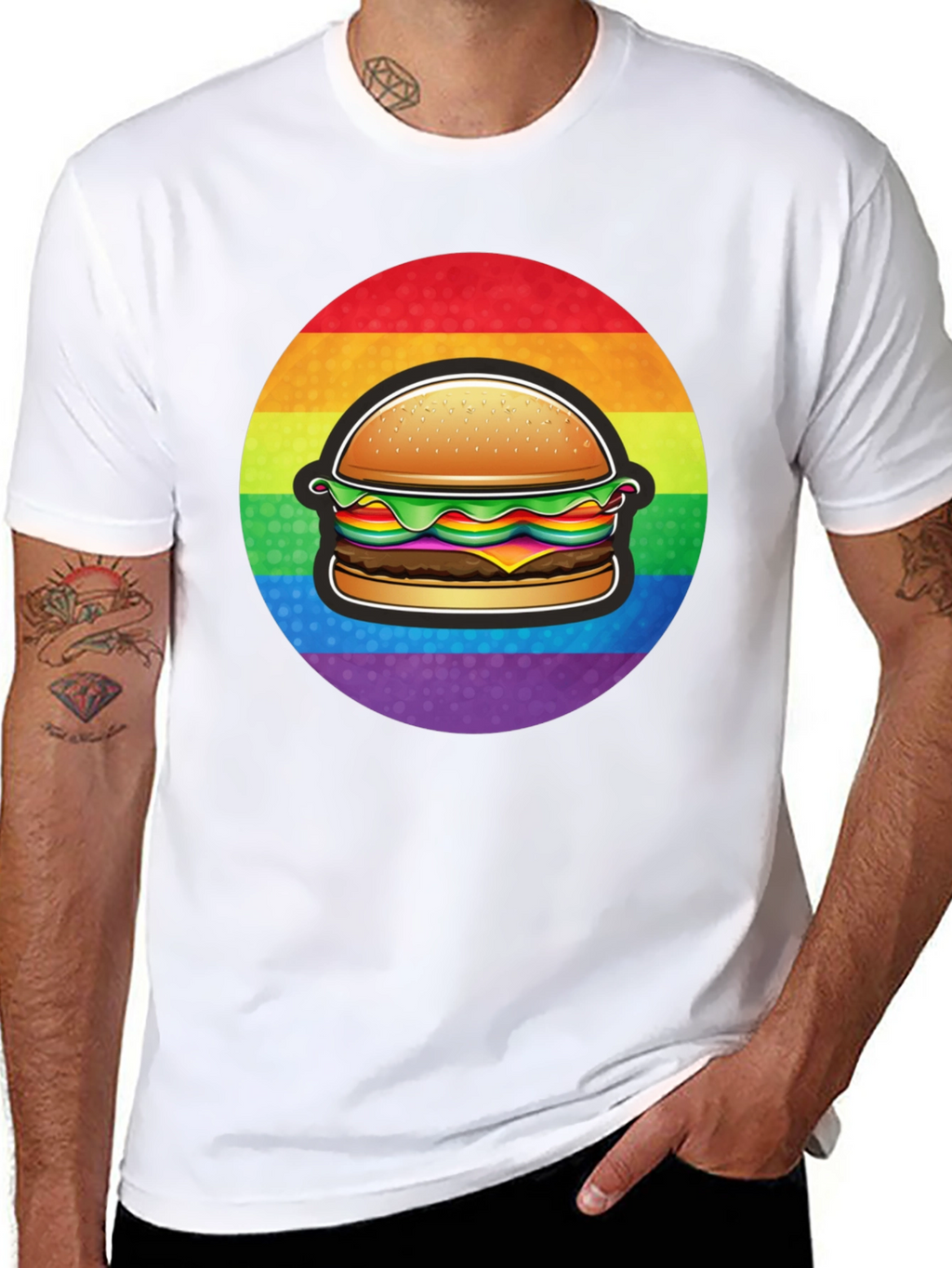 Rainbow Burger Graphic Tee - Pride Apparel