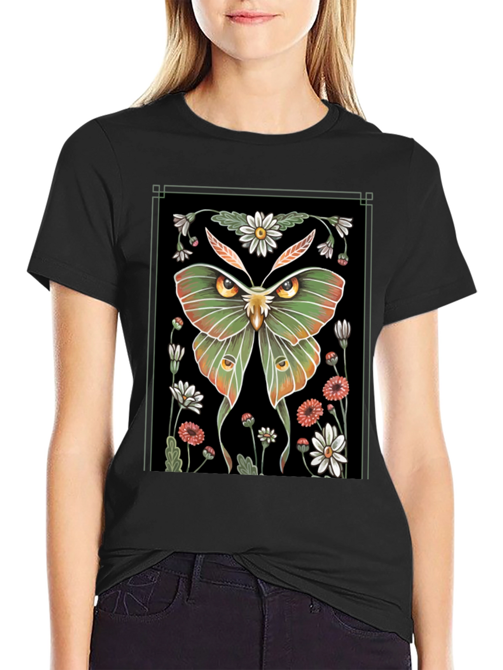 Moth & Flowers Graphic T-Shirt