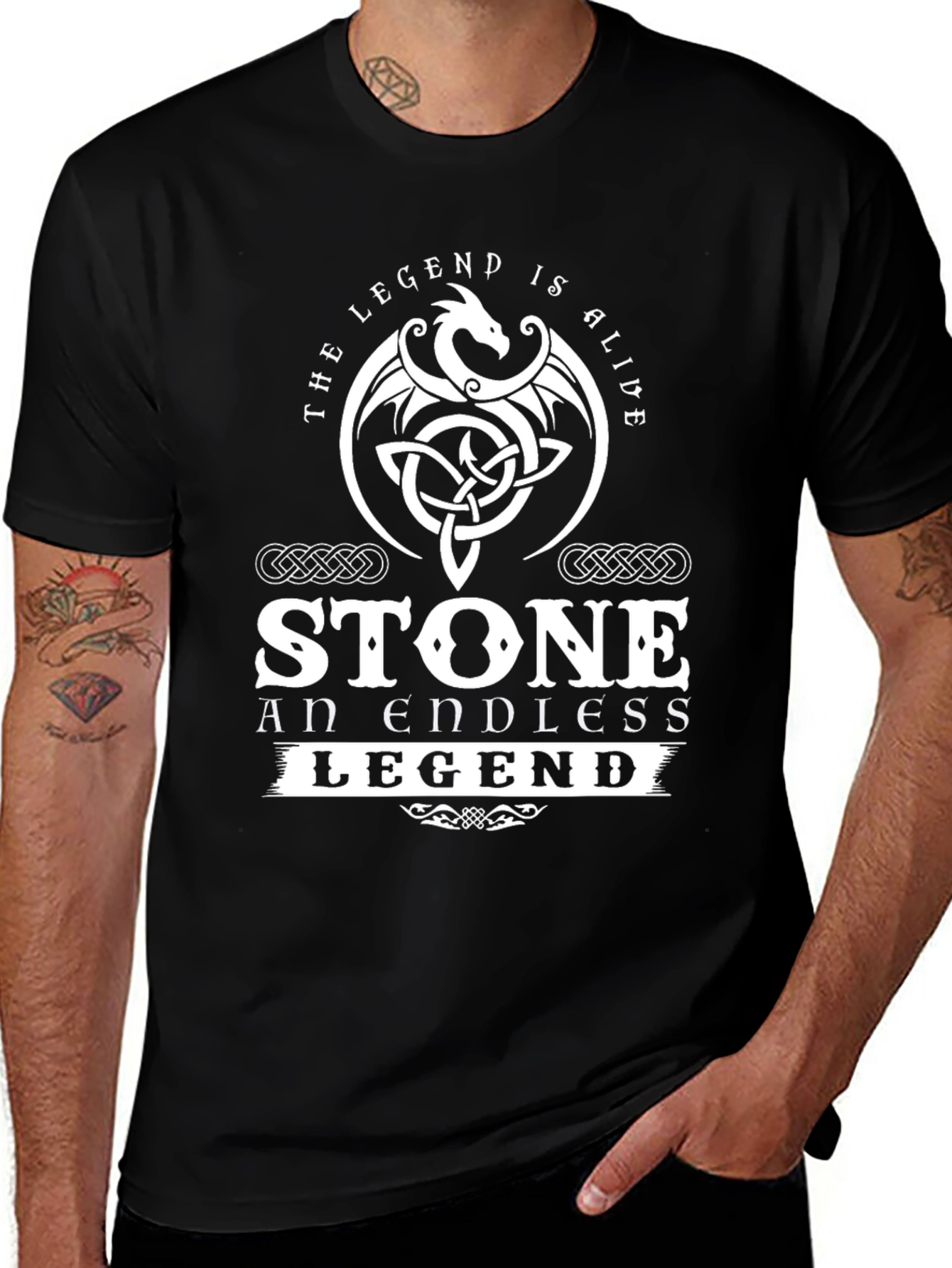 Stone Legend T-Shirt - Dragon Celtic Design
