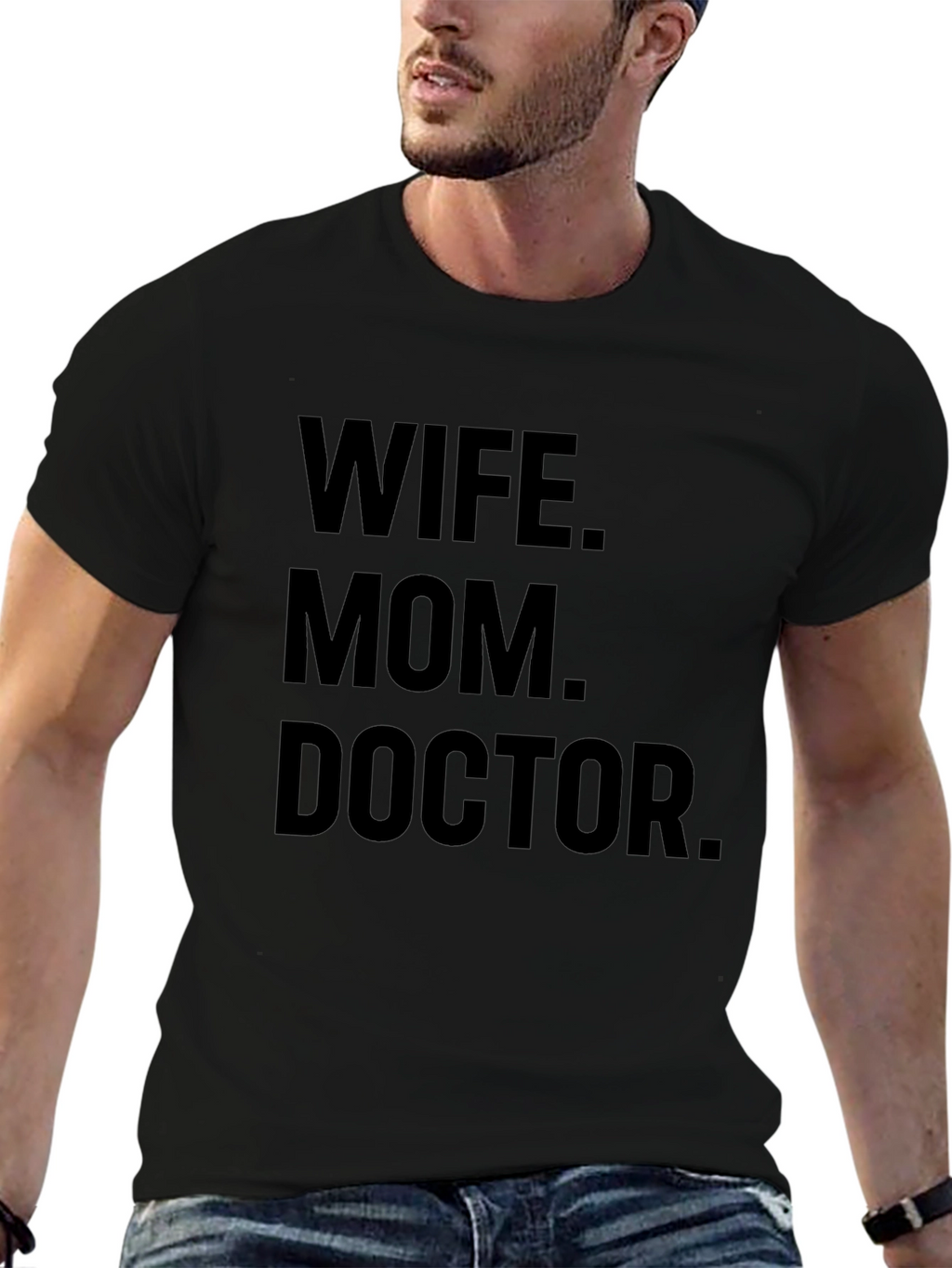 Wife Mom Doctor Graphic Tee - Black