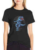 Dinosaur Graphic Tee - Black Cotton T-Shirt