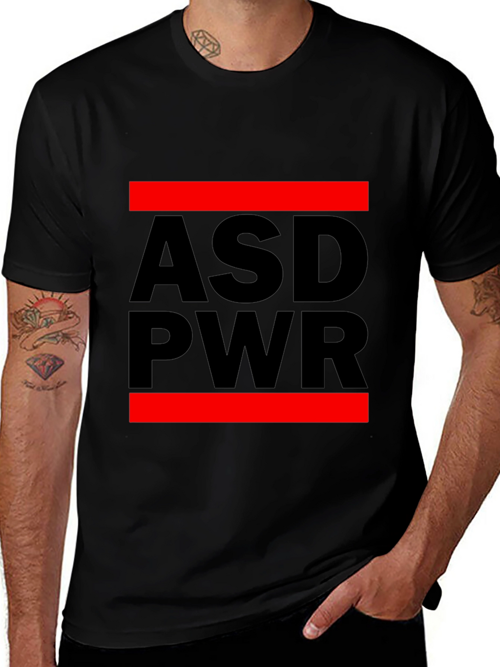 ASD PWR Black T-Shirt with Red Accents