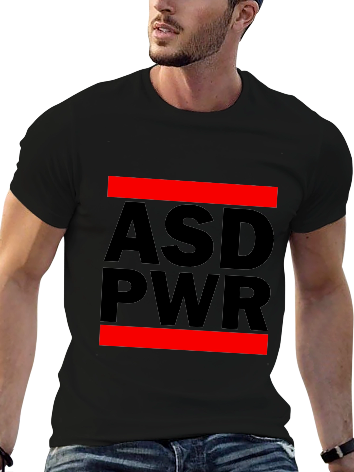 ASD PWR Black T-Shirt with Red Accents