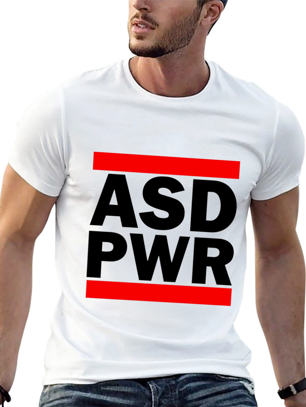 ASD PWR Black T-Shirt with Red Accents