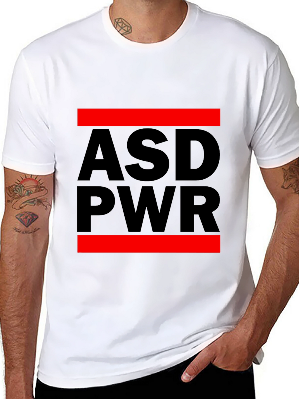 ASD PWR Black T-Shirt with Red Accents