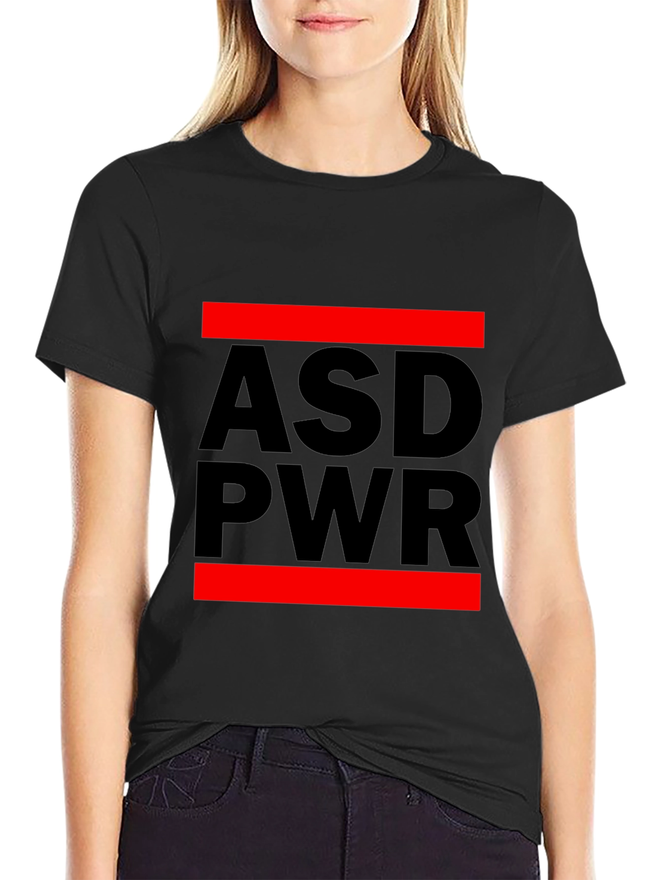 ASD PWR Black T-Shirt with Red Accents