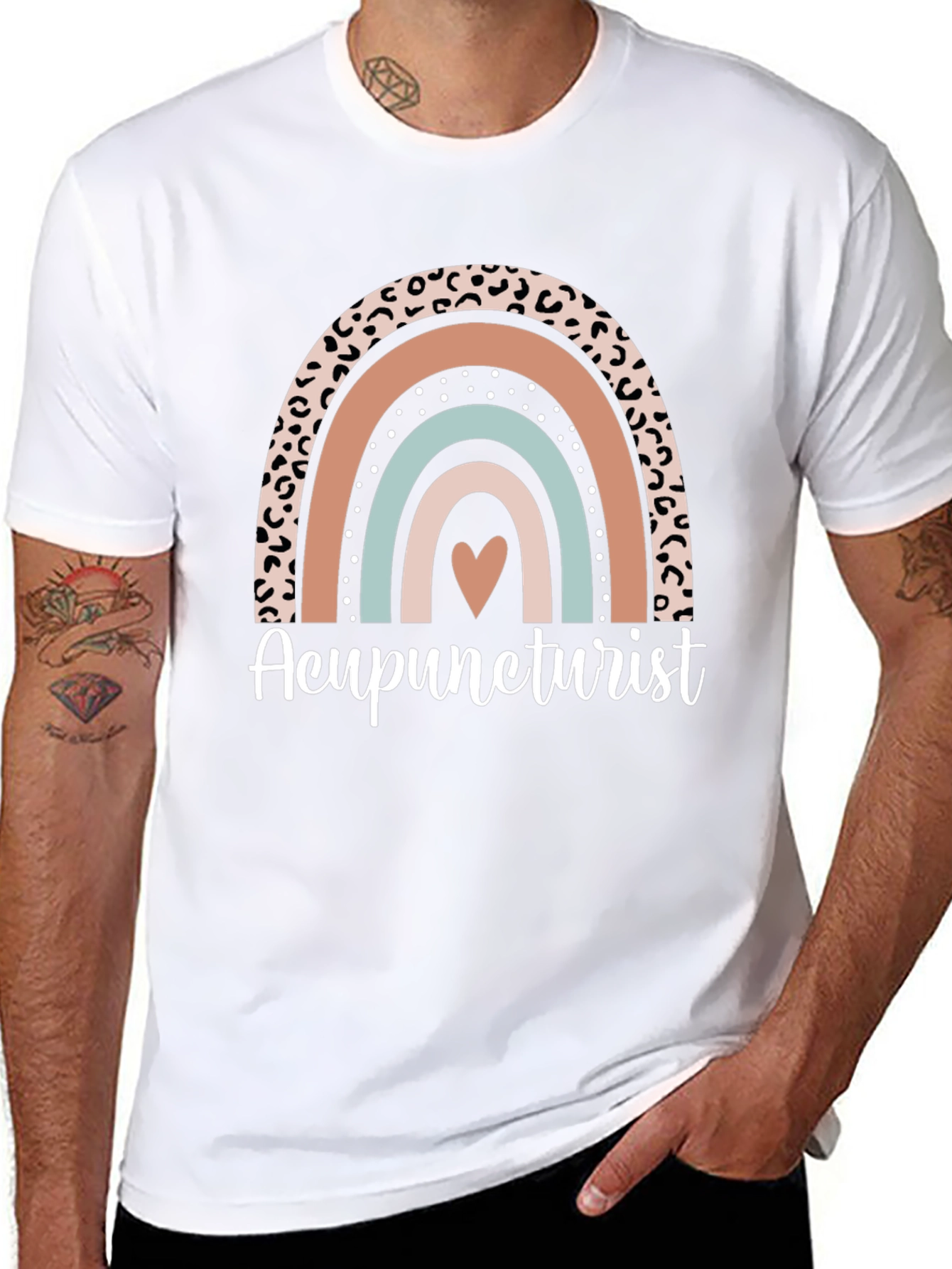 Acupuncturist Rainbow Leopard Print T-Shirt