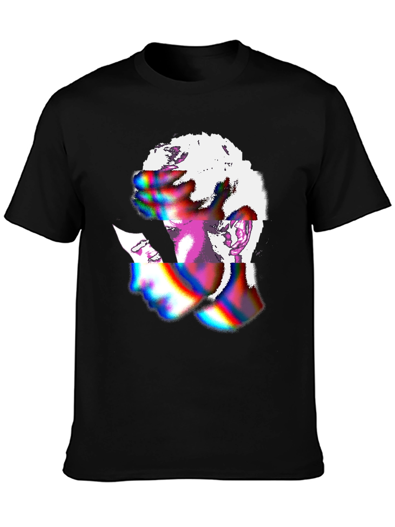 Abstract Glitch Art Graphic Tee - Black Unisex Shirt