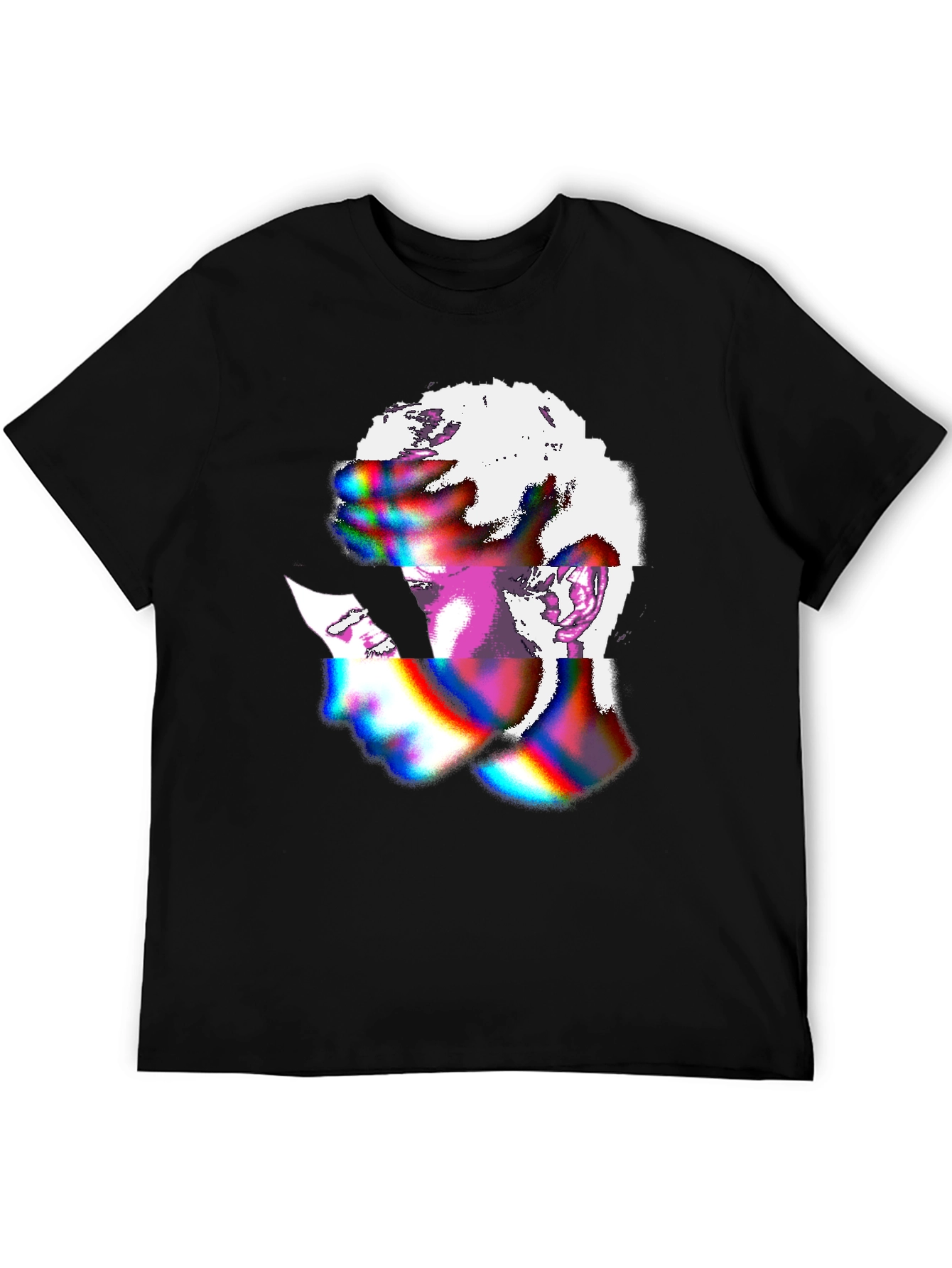 Abstract Glitch Art Graphic Tee - Black Unisex Shirt