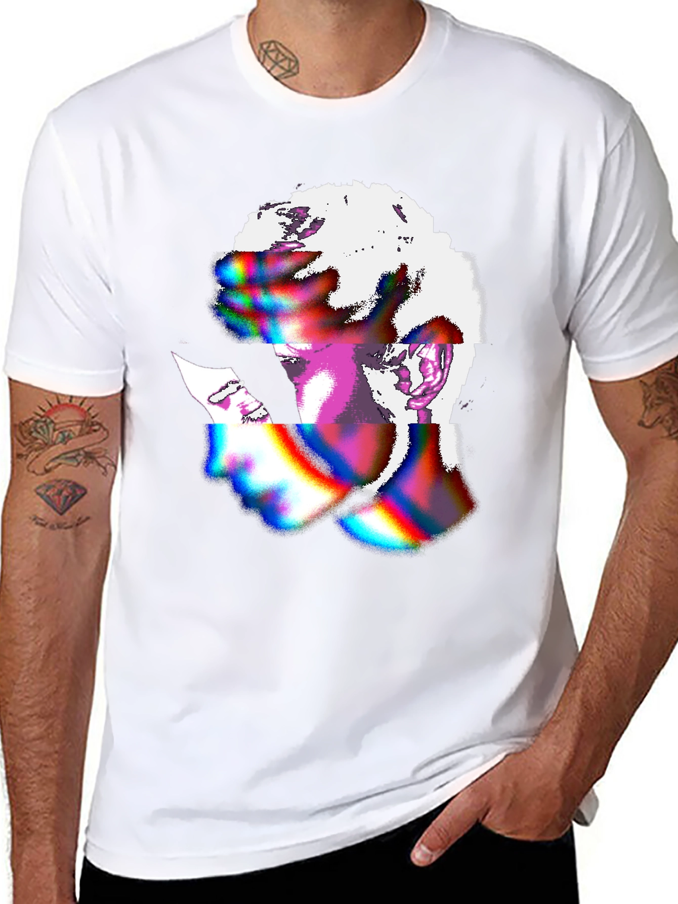Abstract Glitch Art Graphic Tee - Black Unisex Shirt