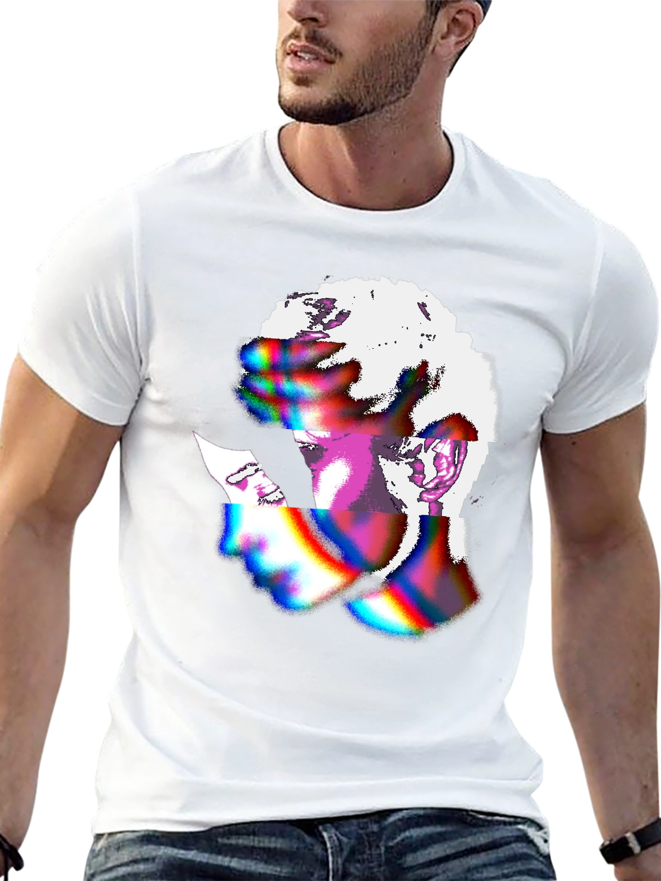 Abstract Glitch Art Graphic Tee - Black Unisex Shirt