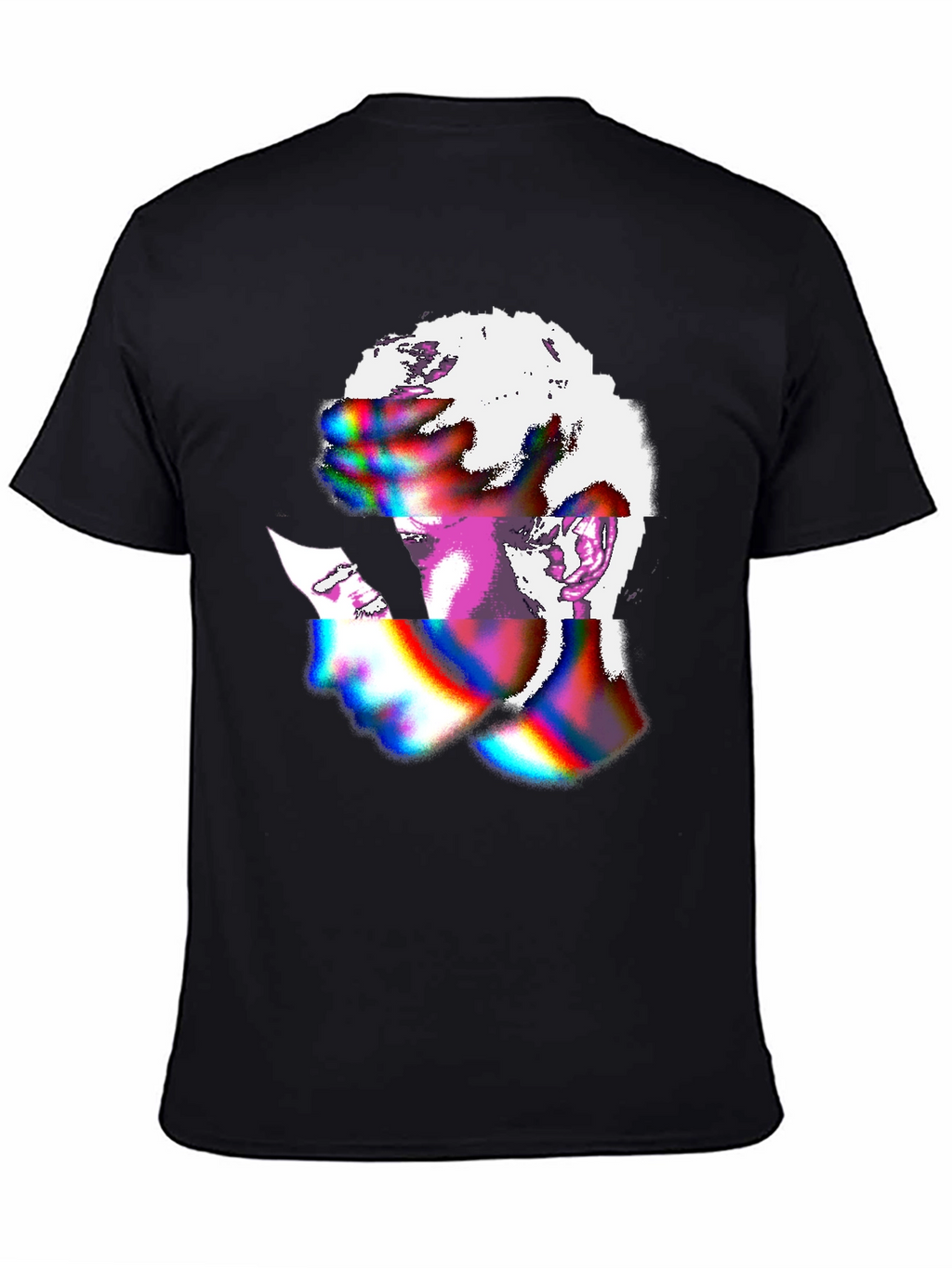 Abstract Glitch Art Graphic Tee - Black Unisex Shirt