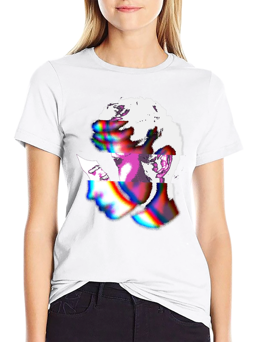 Abstract Glitch Art Graphic Tee - Black Unisex Shirt