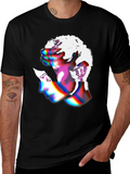 Abstract Glitch Art Graphic Tee - Black Unisex Shirt