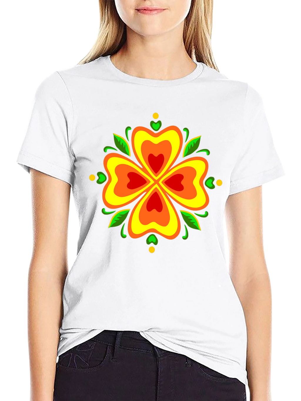 Floral Clover Graphic Tee - Stylish Black T-Shirt
