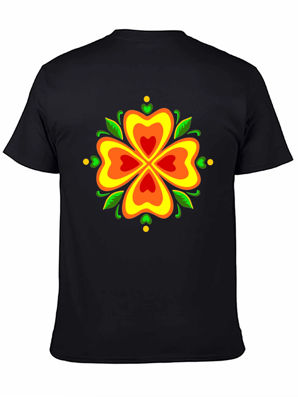 Floral Clover Graphic Tee - Stylish Black T-Shirt