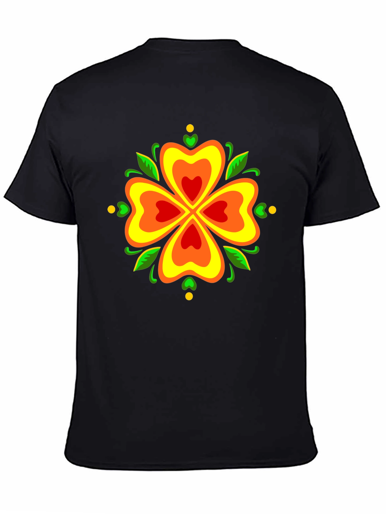 Floral Clover Graphic Tee - Stylish Black T-Shirt