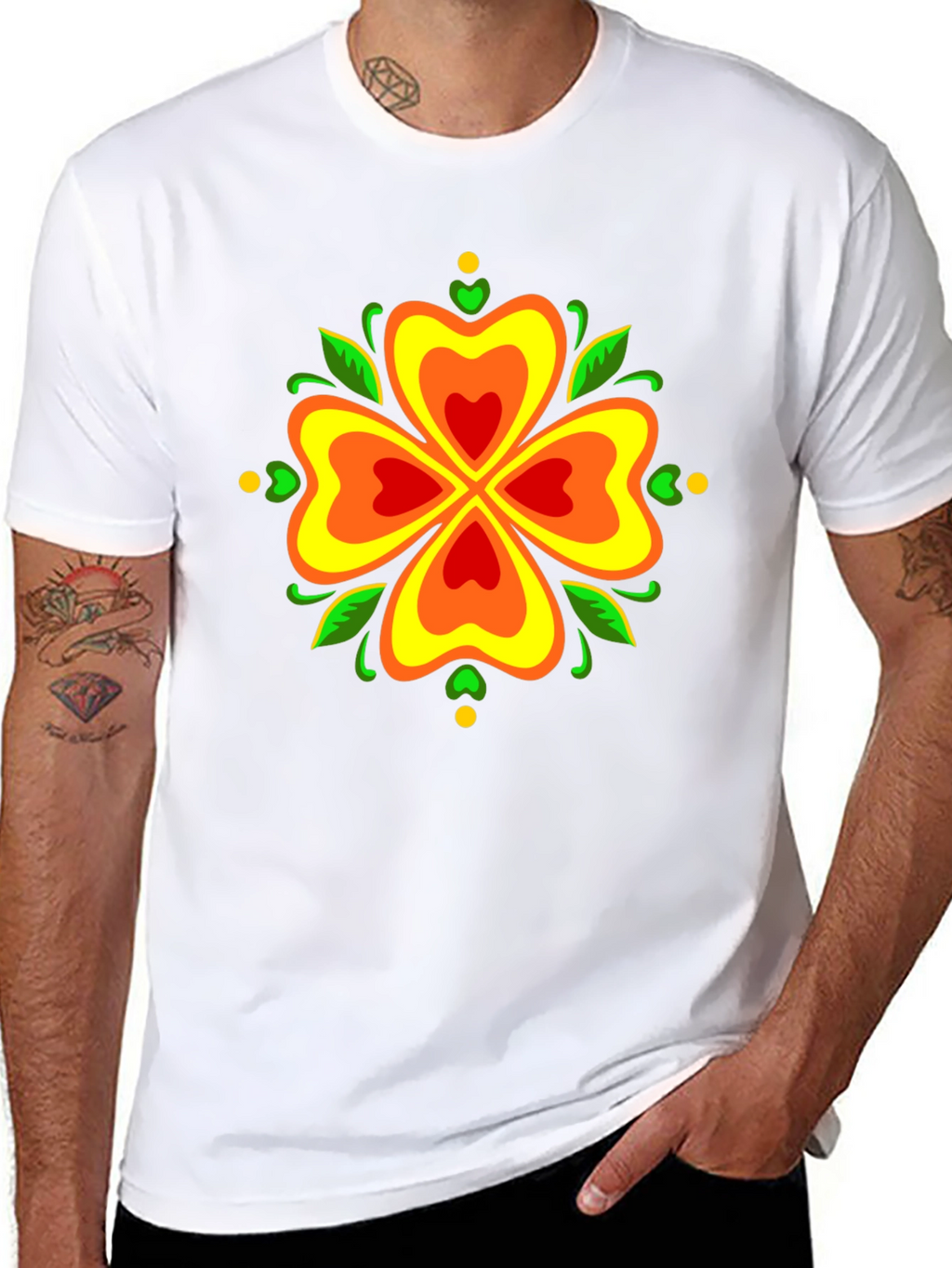Floral Clover Graphic Tee - Stylish Black T-Shirt