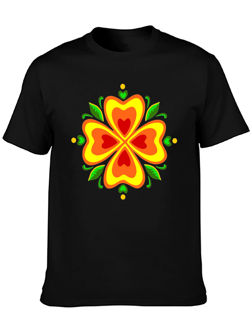 Floral Clover Graphic Tee - Stylish Black T-Shirt