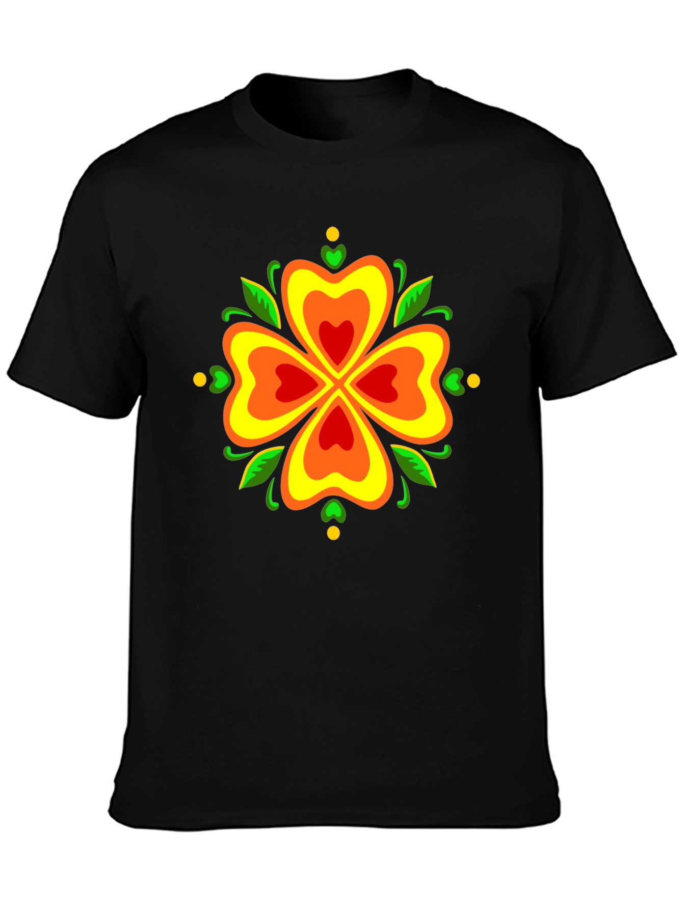 Floral Clover Graphic Tee - Stylish Black T-Shirt