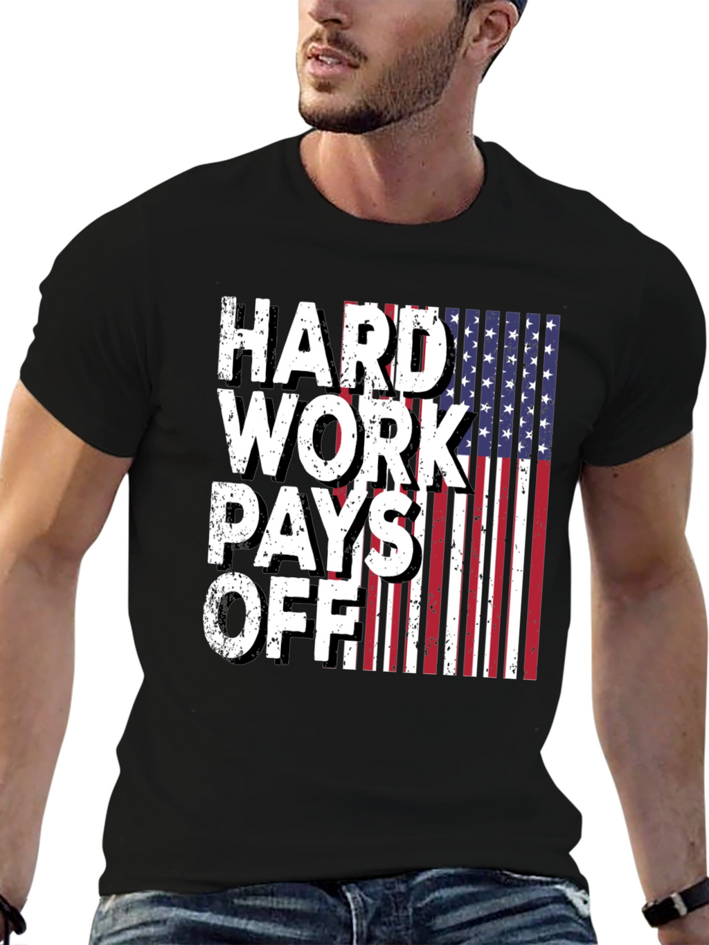 Hard Work Pays Off USA Flag Graphic Tee