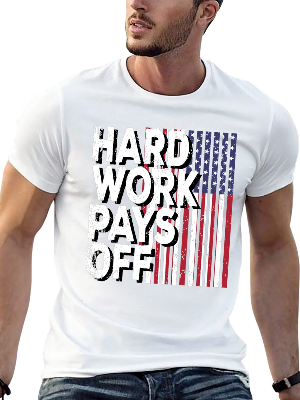 Hard Work Pays Off USA Flag Graphic Tee