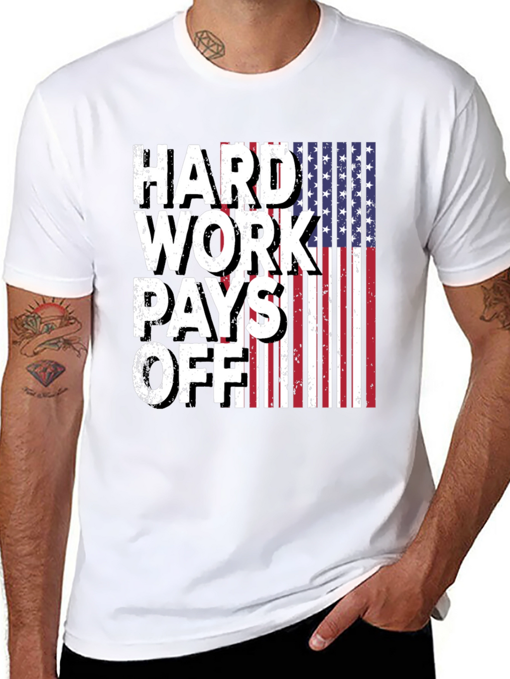 Hard Work Pays Off USA Flag Graphic Tee