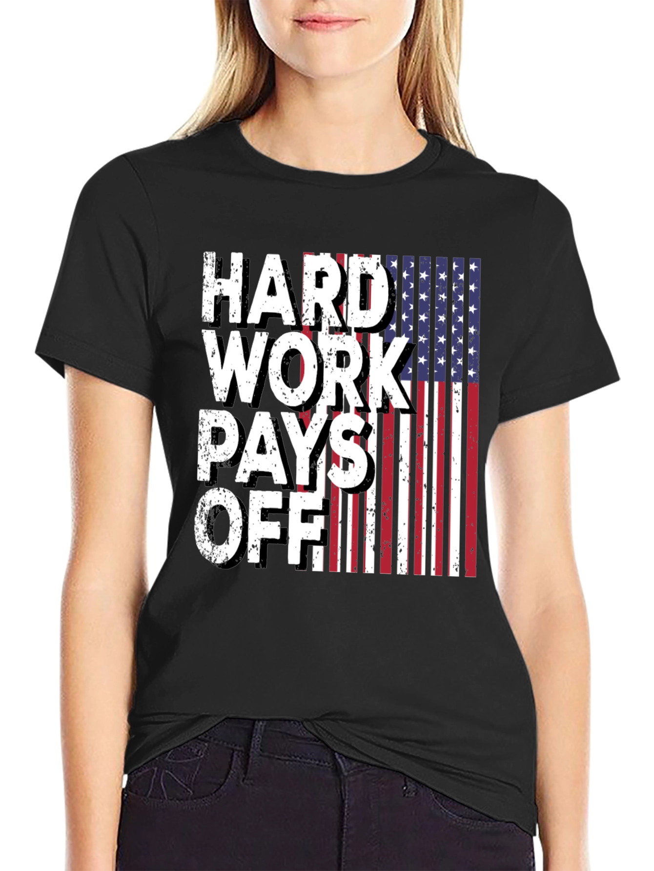 Hard Work Pays Off USA Flag Graphic Tee