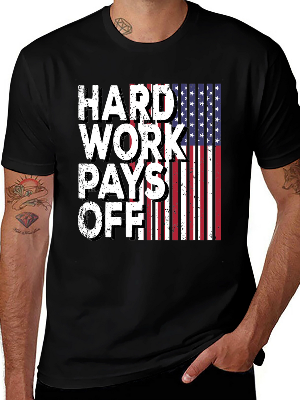 Hard Work Pays Off USA Flag Graphic Tee