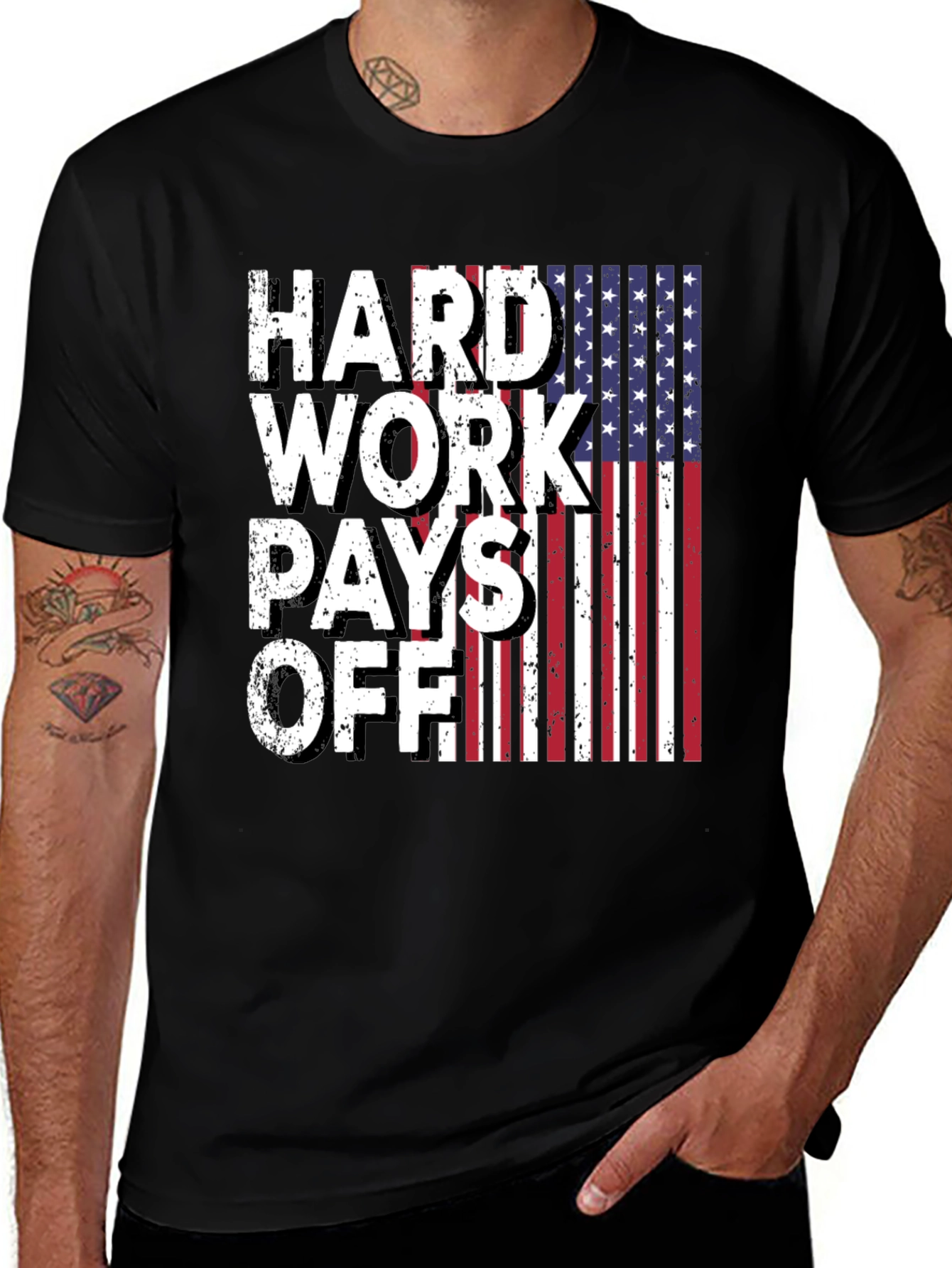 Hard Work Pays Off USA Flag Graphic Tee