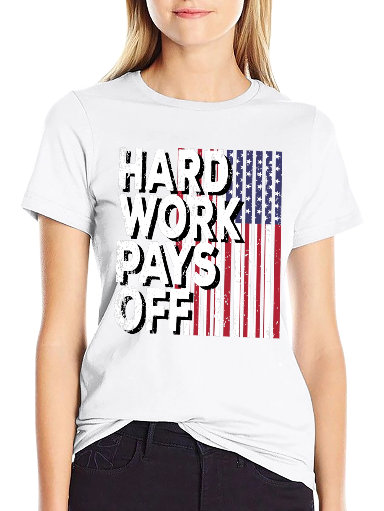 Hard Work Pays Off USA Flag Graphic Tee