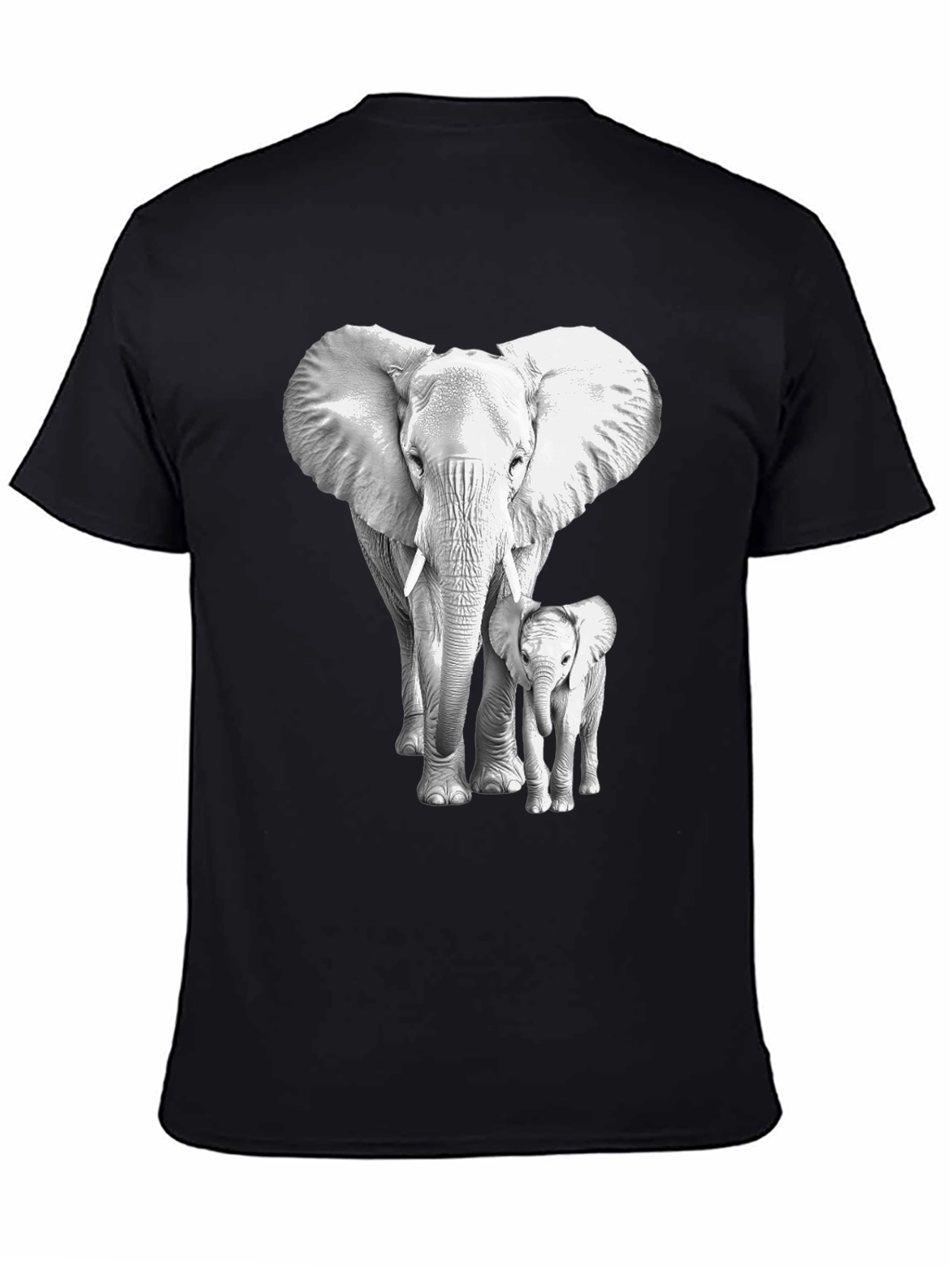 Elephant & Baby Graphic Tee - Soft Cotton Blend