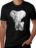 Elephant & Baby Graphic Tee - Soft Cotton Blend