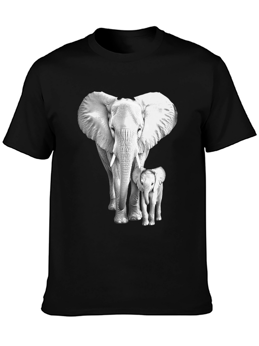 Elephant & Baby Graphic Tee - Soft Cotton Blend