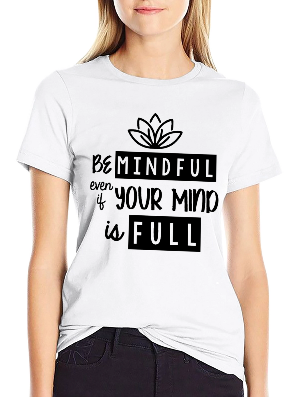Mindful Graphic Print Black Tee