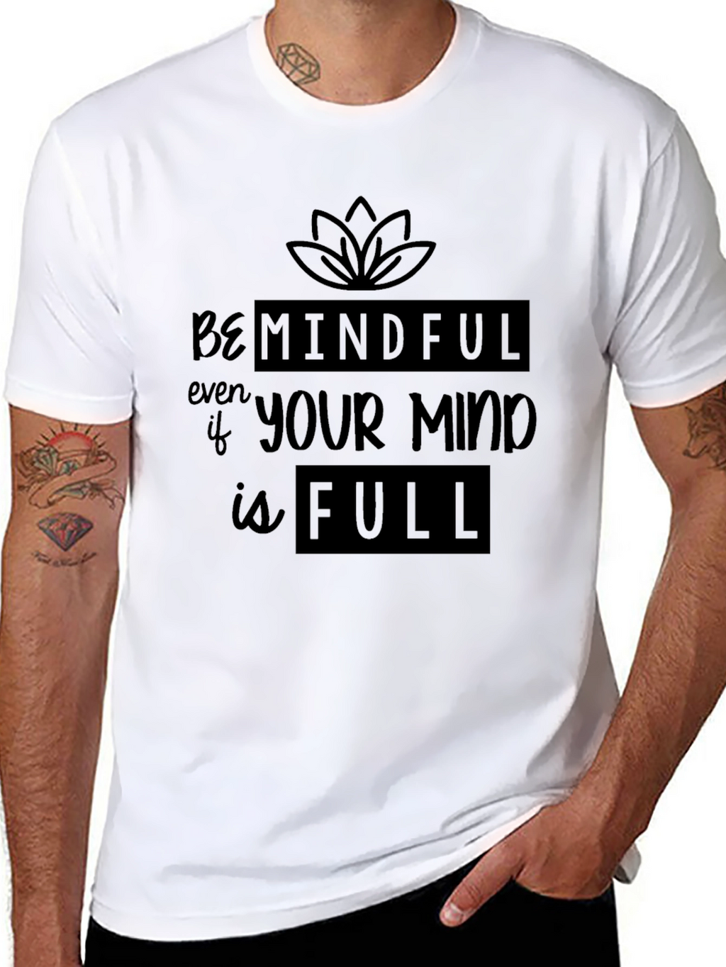 Mindful Graphic Print Black Tee