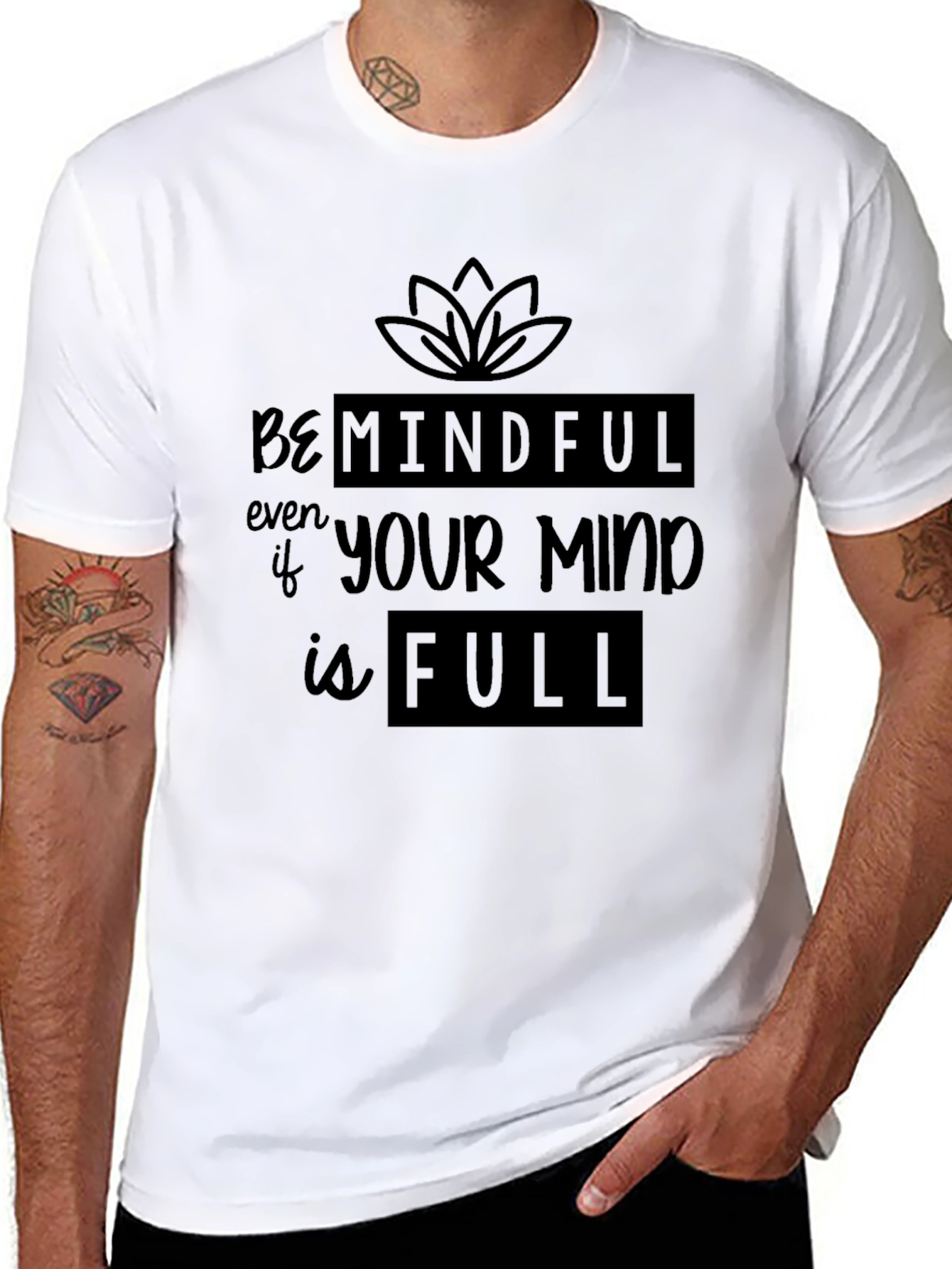 Mindful Graphic Print Black Tee