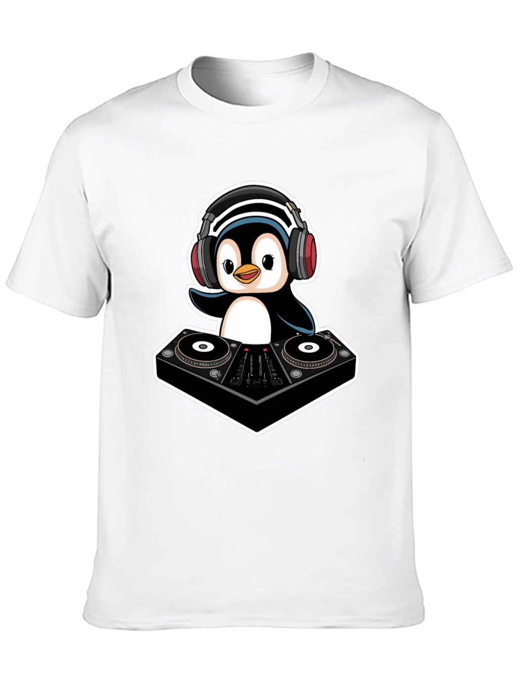 DJ Penguin T-Shirt - Cool Black Graphic Tee