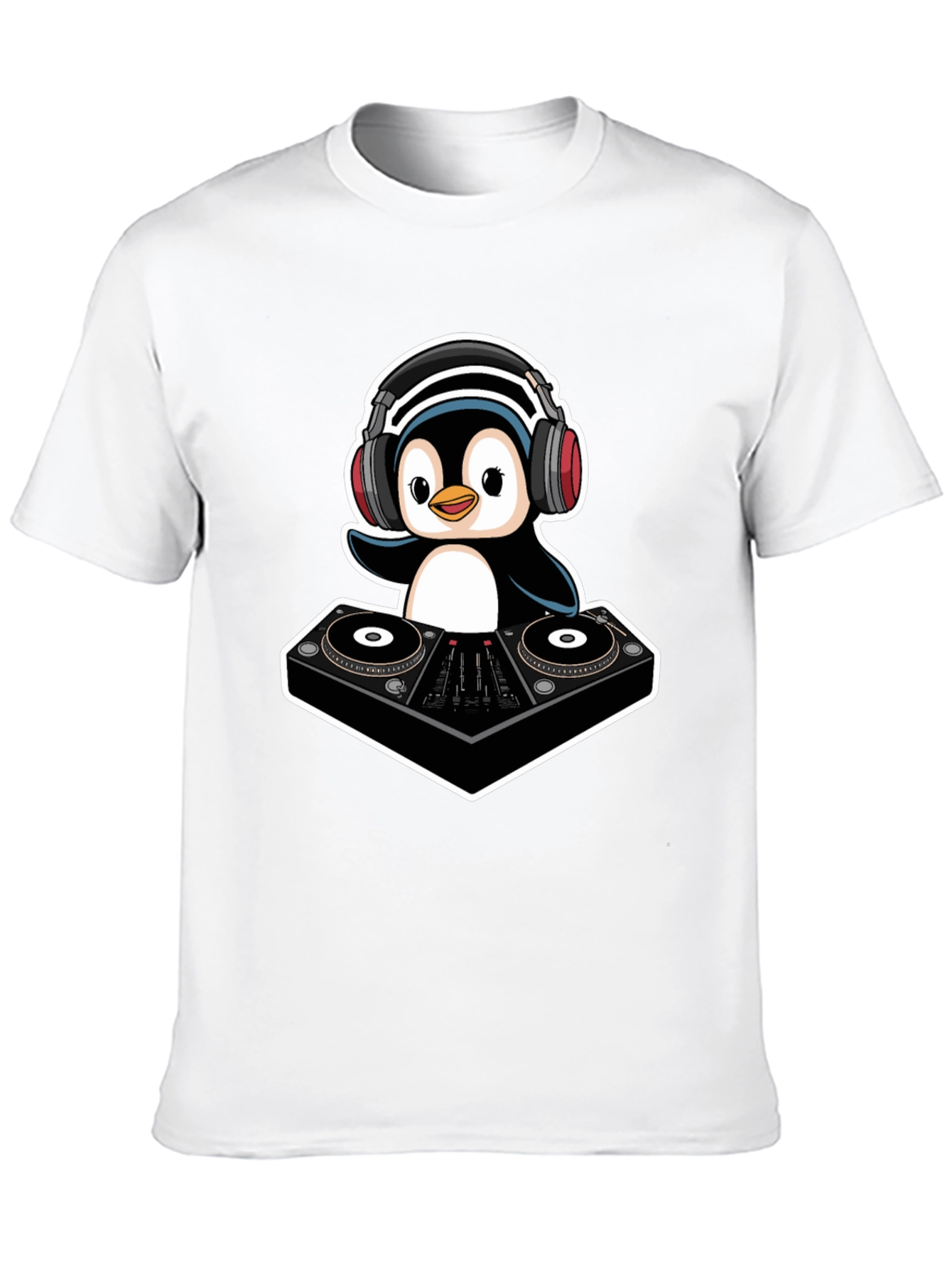DJ Penguin T-Shirt - Cool Black Graphic Tee