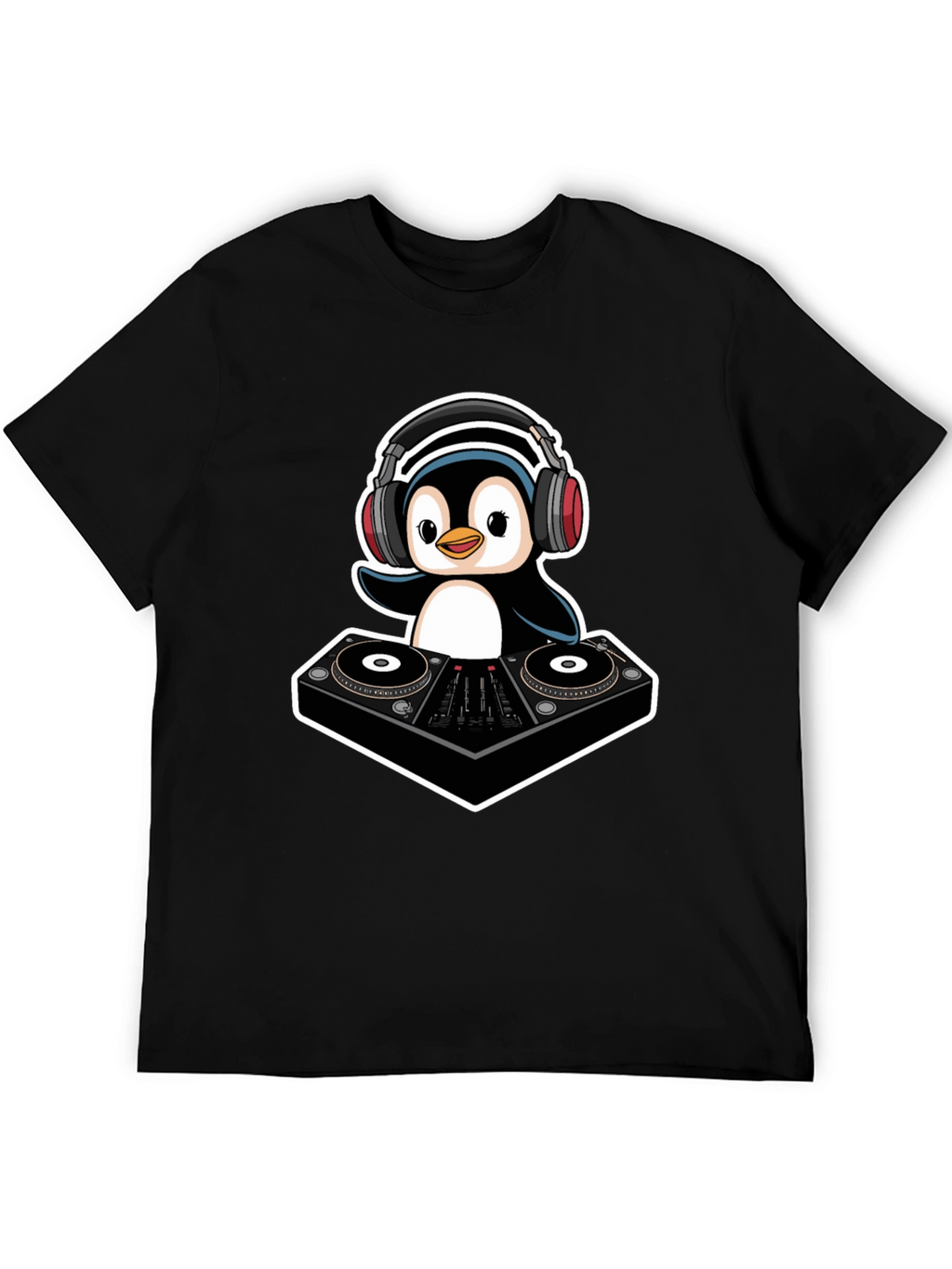 DJ Penguin T-Shirt - Cool Black Graphic Tee