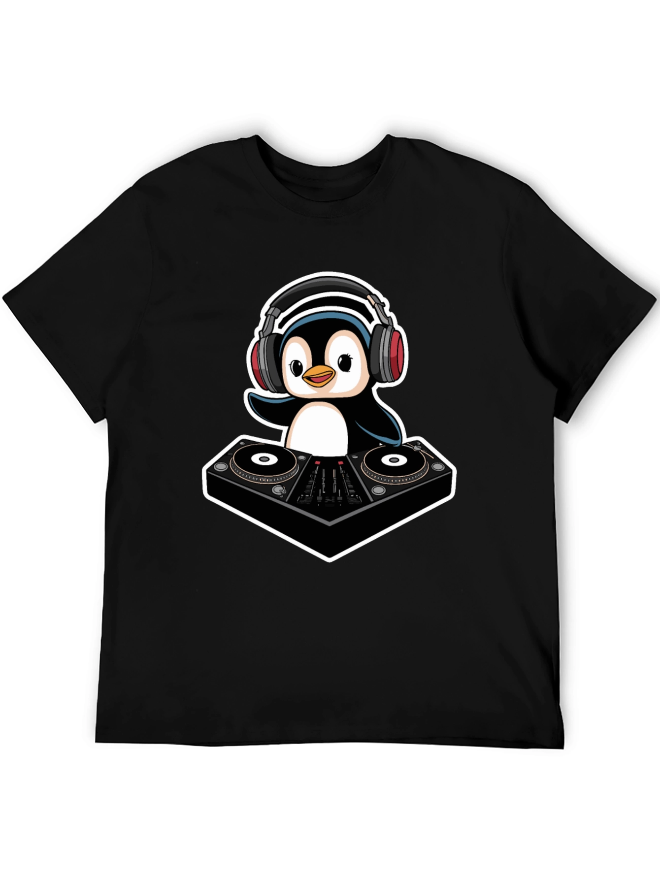 DJ Penguin T-Shirt - Cool Black Graphic Tee