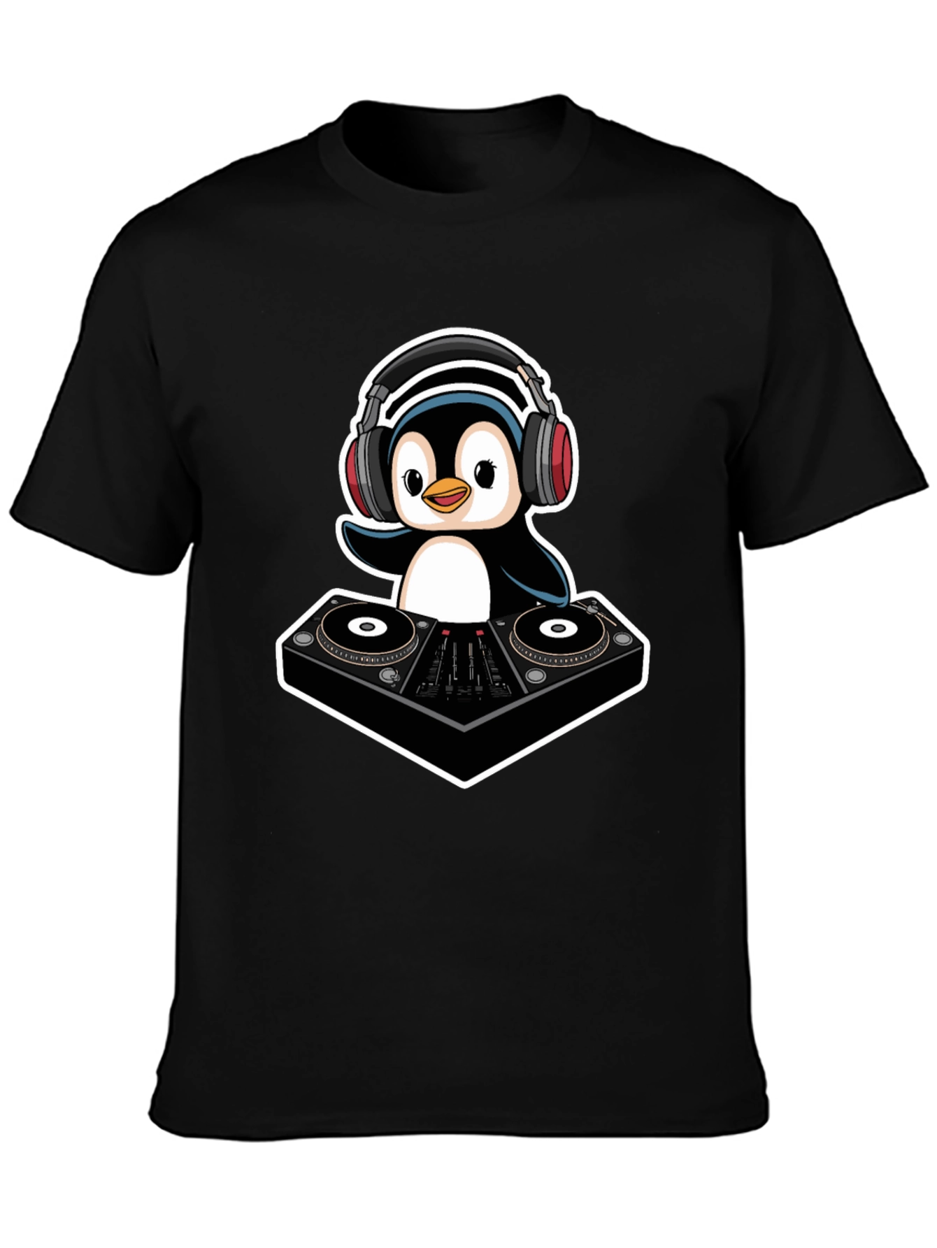 DJ Penguin T-Shirt - Cool Black Graphic Tee