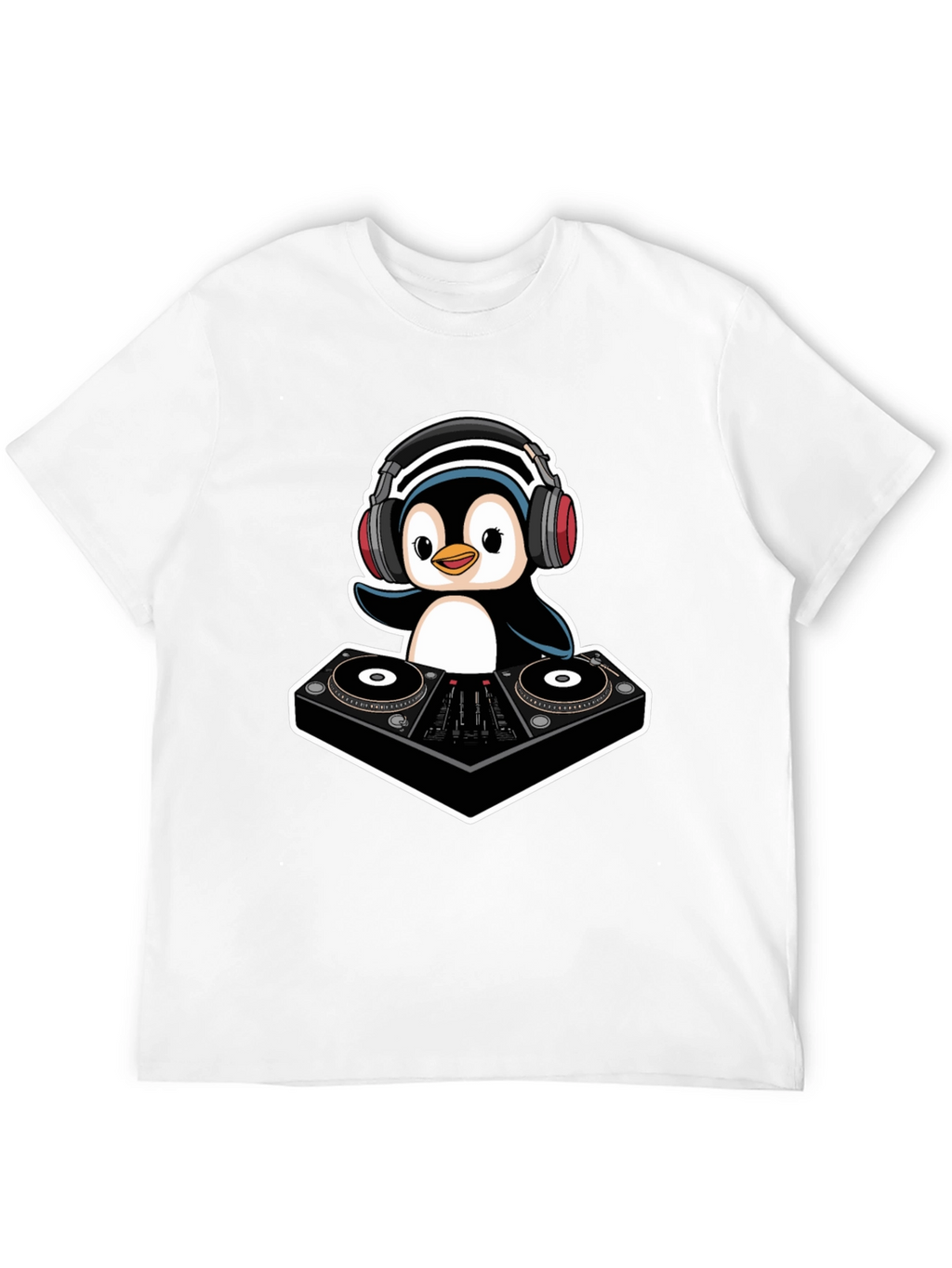 DJ Penguin T-Shirt - Cool Black Graphic Tee