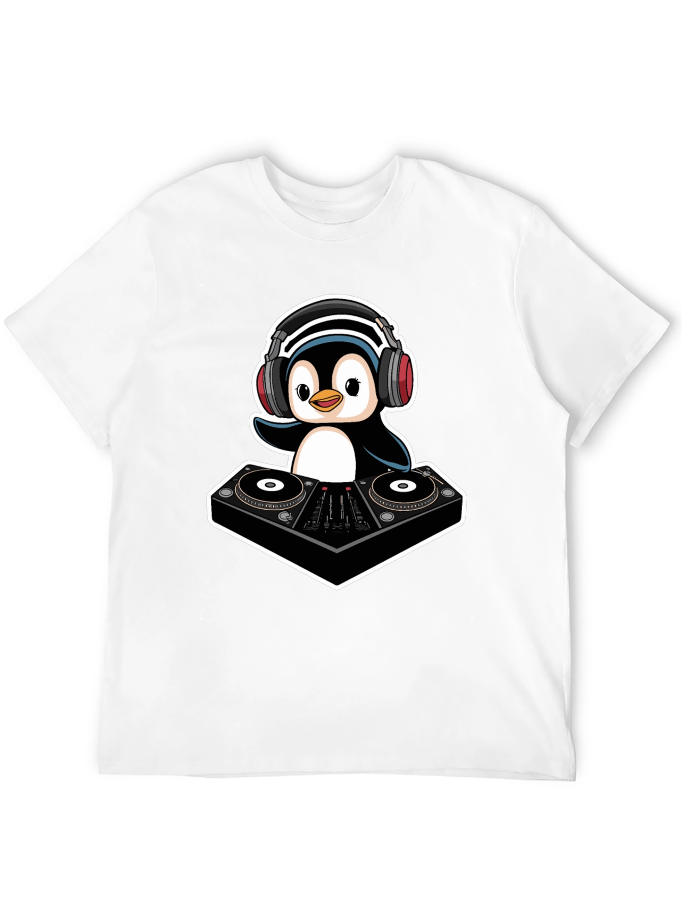 DJ Penguin T-Shirt - Cool Black Graphic Tee