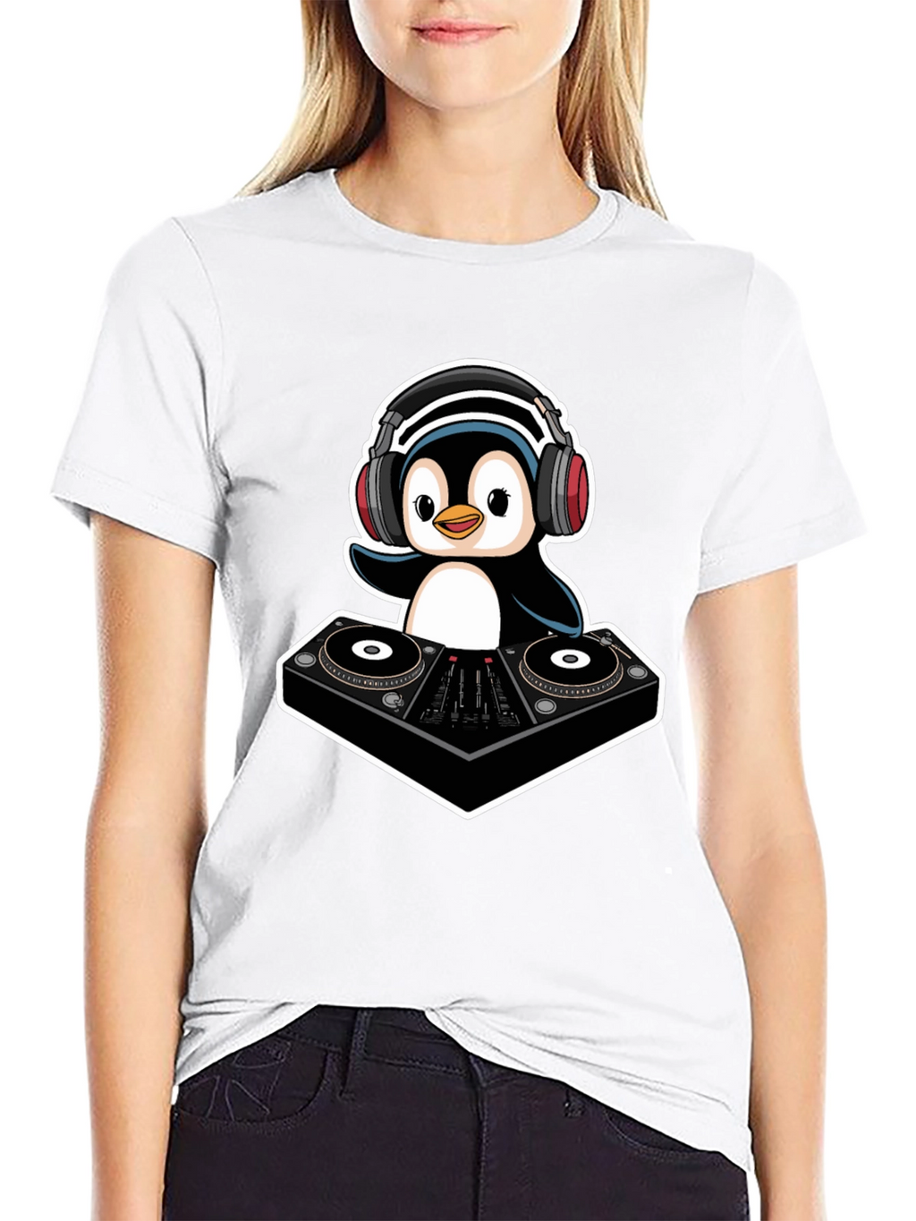 DJ Penguin T-Shirt - Cool Black Graphic Tee