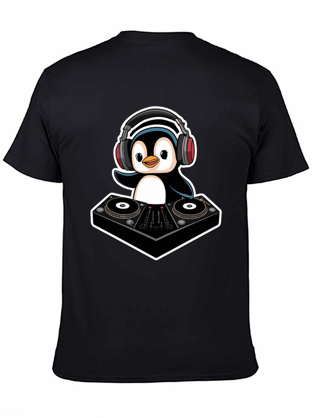 DJ Penguin T-Shirt - Cool Black Graphic Tee