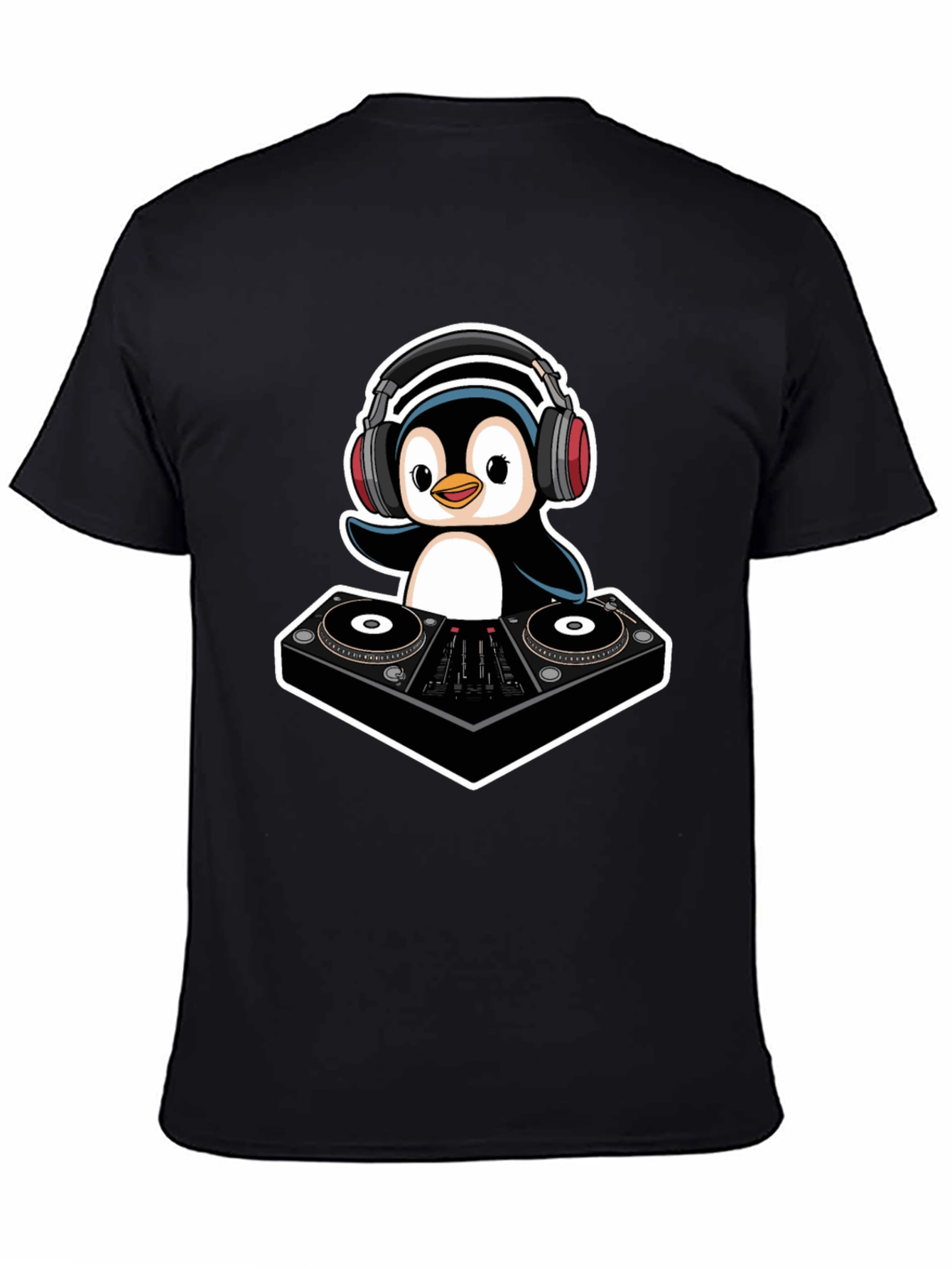 DJ Penguin T-Shirt - Cool Black Graphic Tee