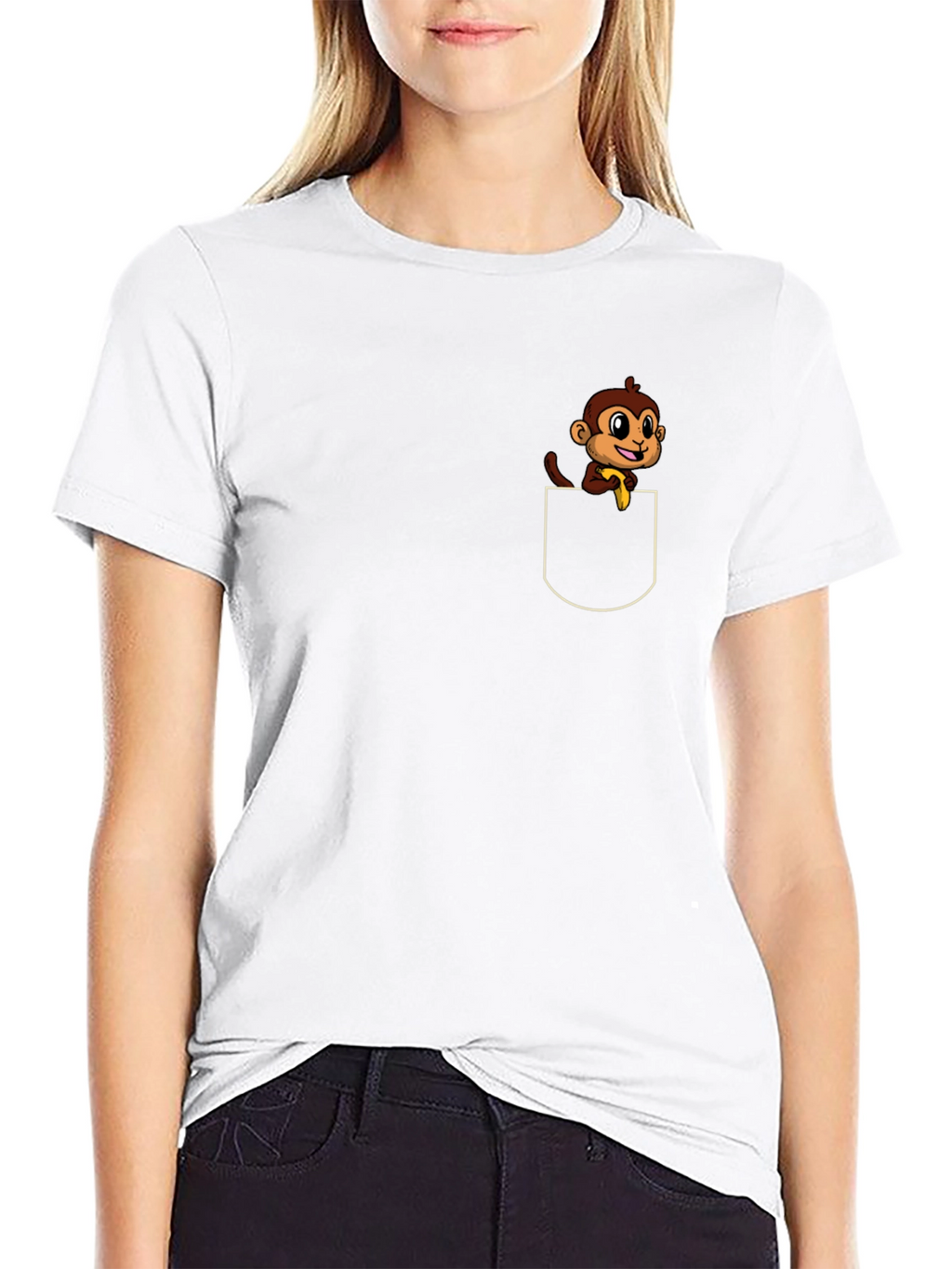Monkey Pocket T-Shirt - Cute Cartoon Tee