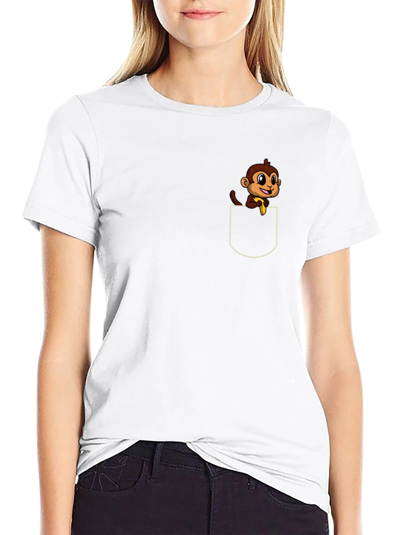 Monkey Pocket T-Shirt - Cute Cartoon Tee